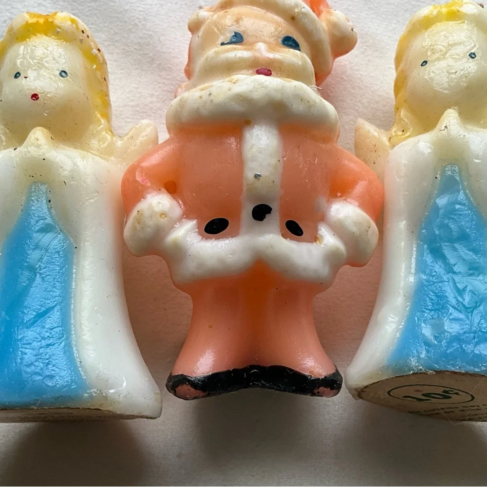 Vintage Lot of 3 Gurley Christmas Candles Angels and Santa